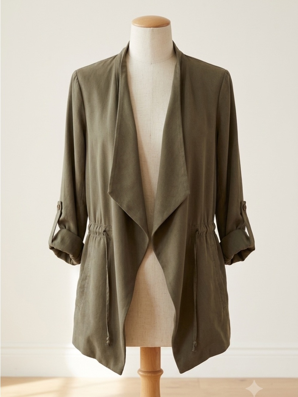 Babaton| Aritzia| Olive Green Drawstring Linen Blend Utility Jacket Sz XXS